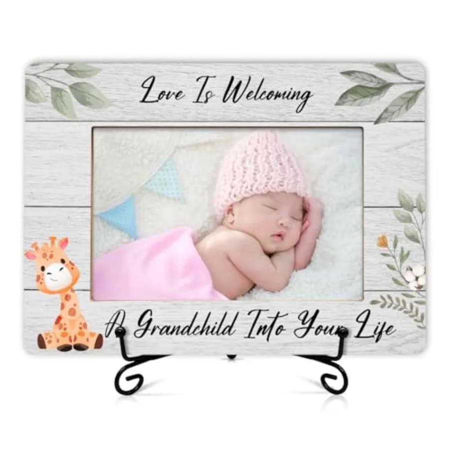 Cornice Portafoto per Annuncio Nascita, Cornice in Legno con Supporto, Cornice per Ecografia Baby Shower, Regalo per Nonni Primi Genitori