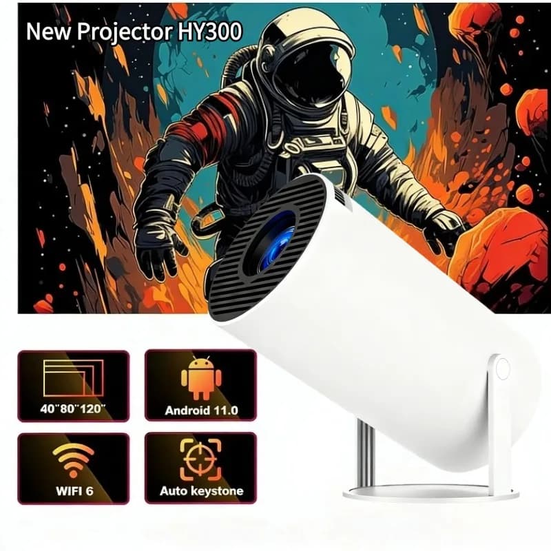 Proiettore Portatile HD HY300 1080P 1280 720P per Esterni, Nuovo 2026, 4K WiFi, Home Cinema, Video, Film, LED, Proiezione Videogiochi