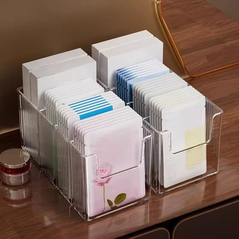 1 pezzo/Scatola portaoggetti da scrivania in acrilico trasparente, rettangolare, con 4 scomparti, organizer per cosmetici, scatola portaoggetti semplice