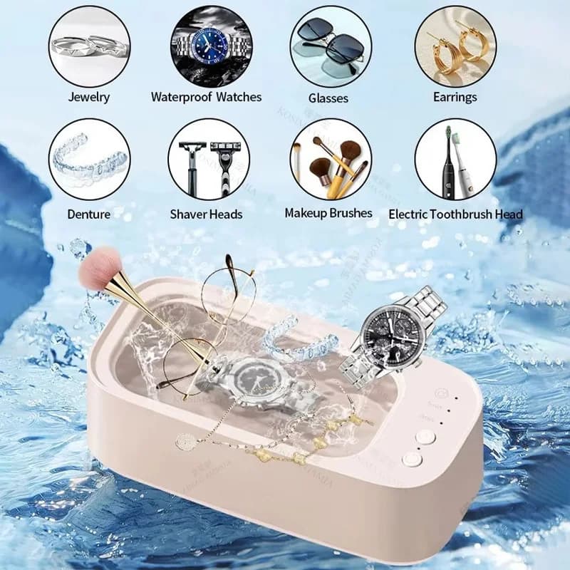 Macchina portatile per la pulizia a ultrasuoni alimentata tramite USB, vibrazione ad alta frequenza, lavaggio multiuso per gioielli, occhiali, apparecchi ortodontici, protesi dentarie