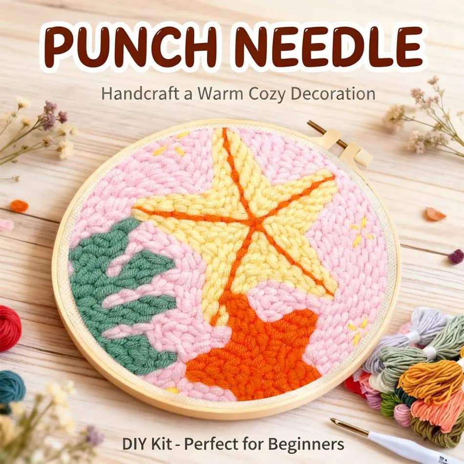 CHENISTORY Animal Punch Needle Frame Crafts Easy Crafts For Adults Animal Punch Needle Tool Art Supplies Adult Craft Kits