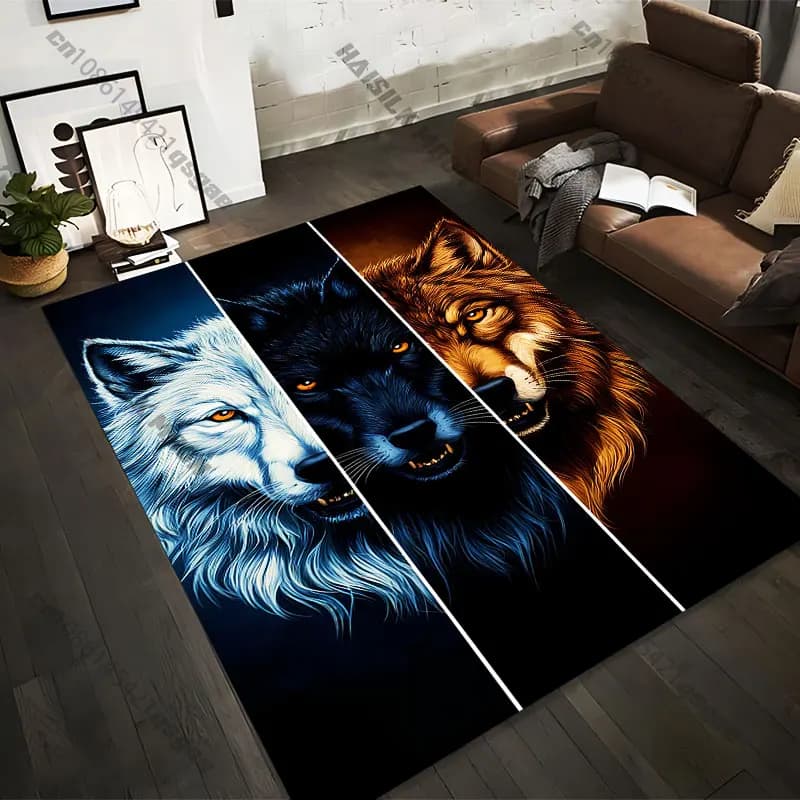 Carpets printed with patterns of wolves in 21 different sizes, contrasting between light and dark, for yoga mats for adults, decorations for the living room, customized zerbini