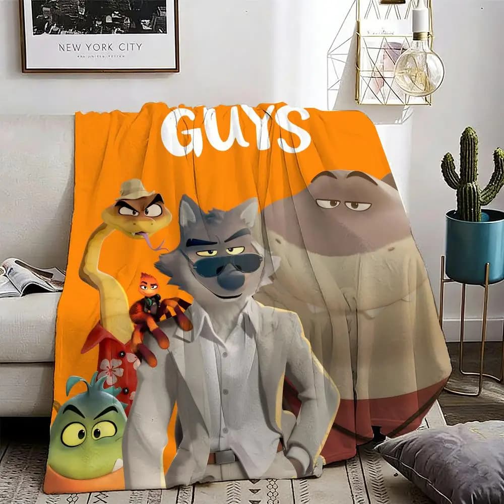 The Bad Guys Throw Lightweight 240g Flannel Blanket Soft Skin-friendly for Summer Cooling