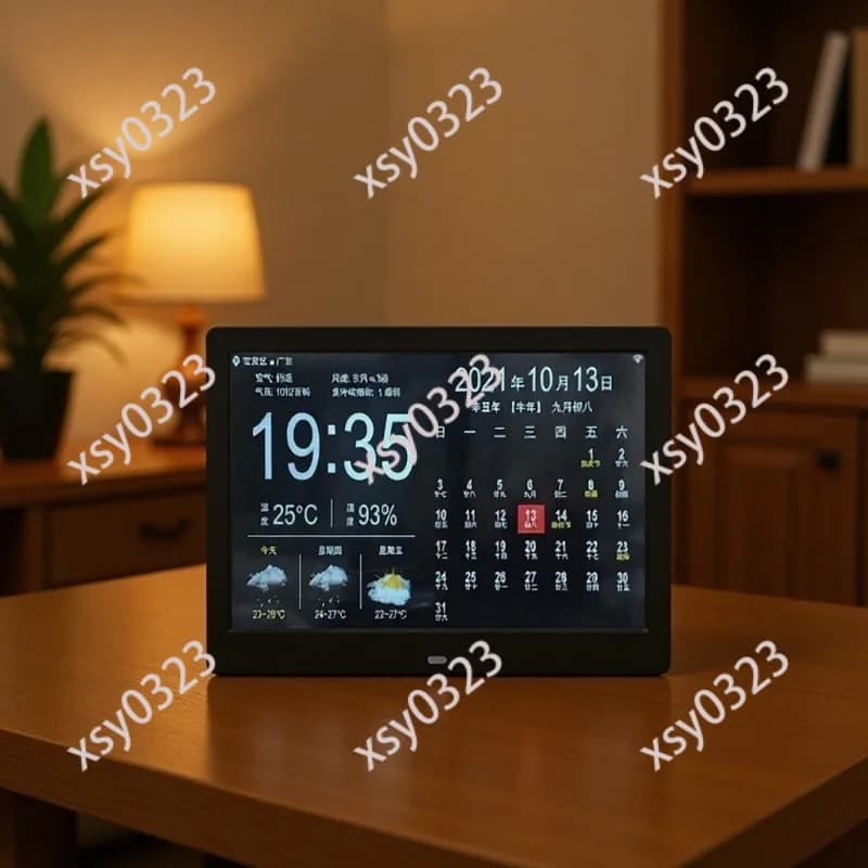10 Inch WiFi Digital Photo Frame Clock, Weather Forecast Thermometer Hygrometer Calendar Display