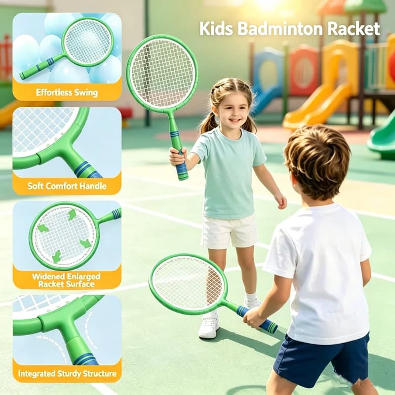 Badminton Racket Set With 4 Balls Parent-child Interactive Double Tenni Racket Outdoor Kids Sports Toy School Student Game Gifts