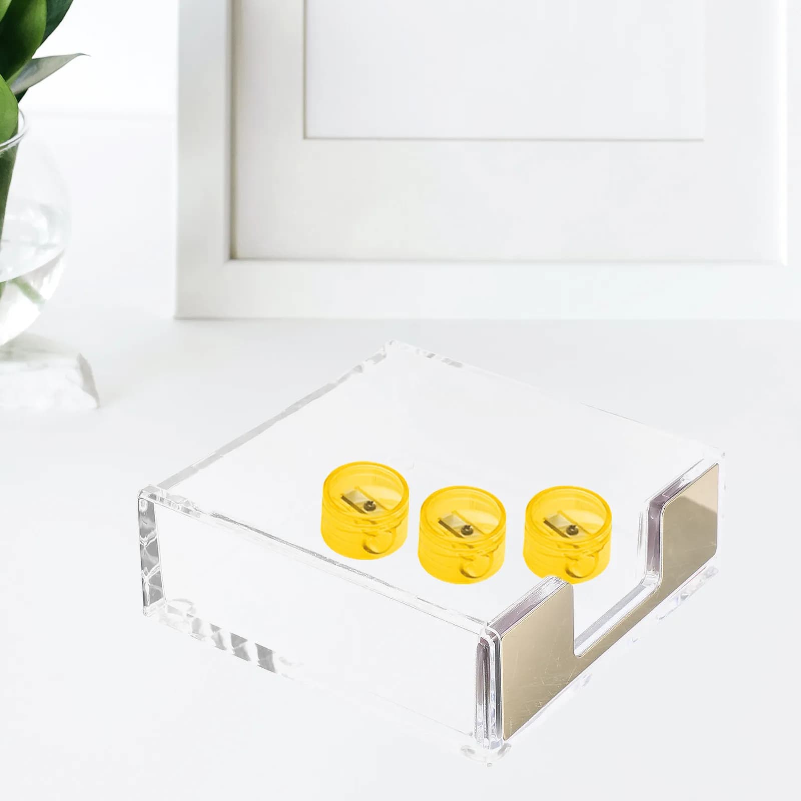 Portablocco Trasparente, Organizzatore da Scrivania, Scatola Versatile per Blocco Note, Graffette, Biglietti da Visita, Forniture per Ufficio e Scuola