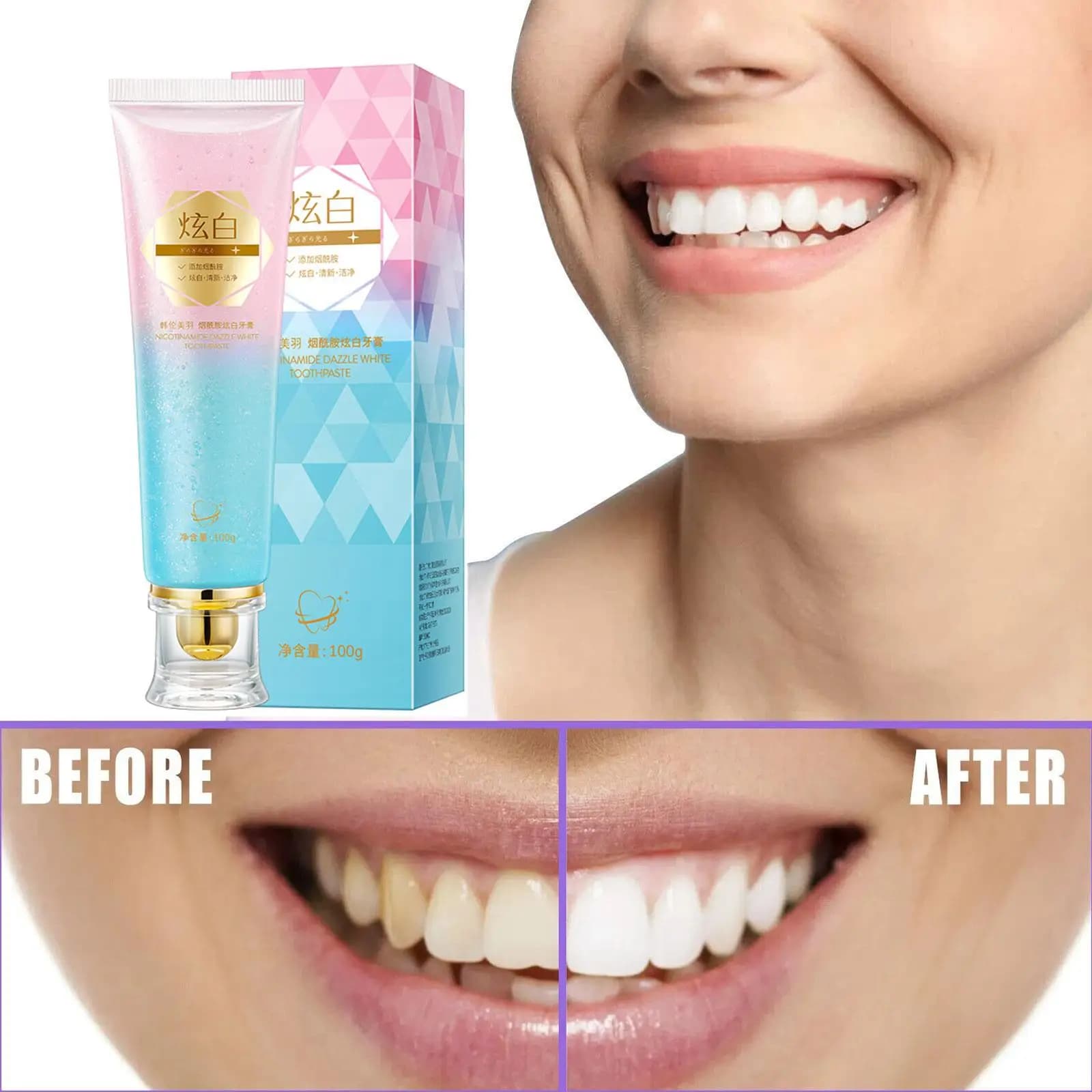 Dentifricio Teeth whitening formula with fresh breath Removing stains Dentifricio with crystalline mint for a lasting freshness