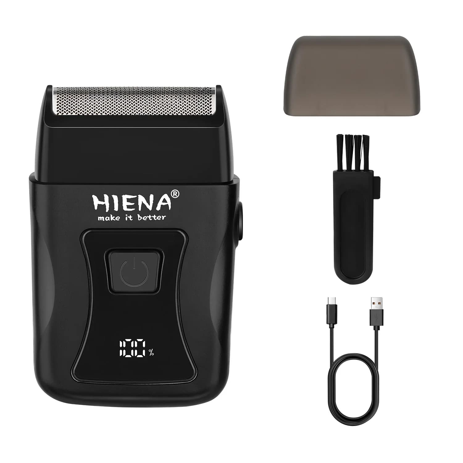 Rasoio Elettrico HIENA per Uomo, Rasoio Ricaricabile a Movimento Alternato con Display LED, Regolabarba Portatile con Ricarica USB per Viaggi