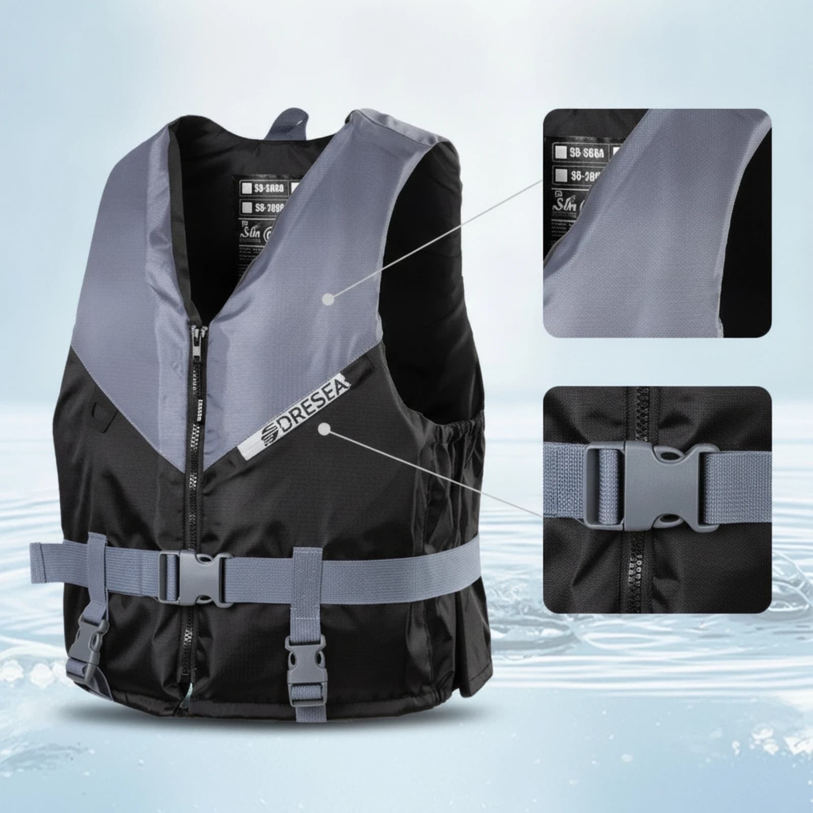 Life Vest with Zipper Padded Buoyancy Aid with Adjustable Belt Swim Vest with Leg Straps Quick-Drying for Boaters, Boating