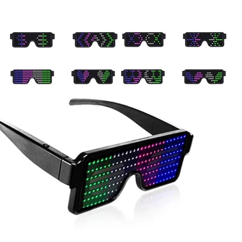 Occhiali a LED illuminano occhiali dinamici per bomboniere Festival Natale USB ricaricabili LED Rave occhiali lampeggianti luminosi