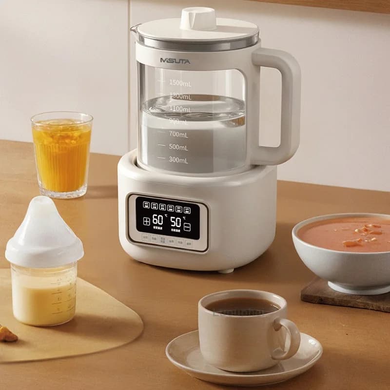 1.5L Electric Kettle Baby Thermostatic Milk Regulator Home Glass Flower Teapot Keep Warm Health Pot Multifunction 600W