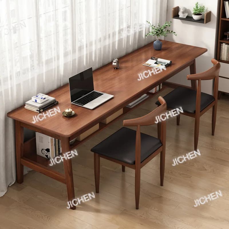 Tavolo lungo Gambe in legno massello Scrivania doppia Ufficio semplice Computer Parete domestica Tavolo stretto Camera da letto per studenti Scrivania