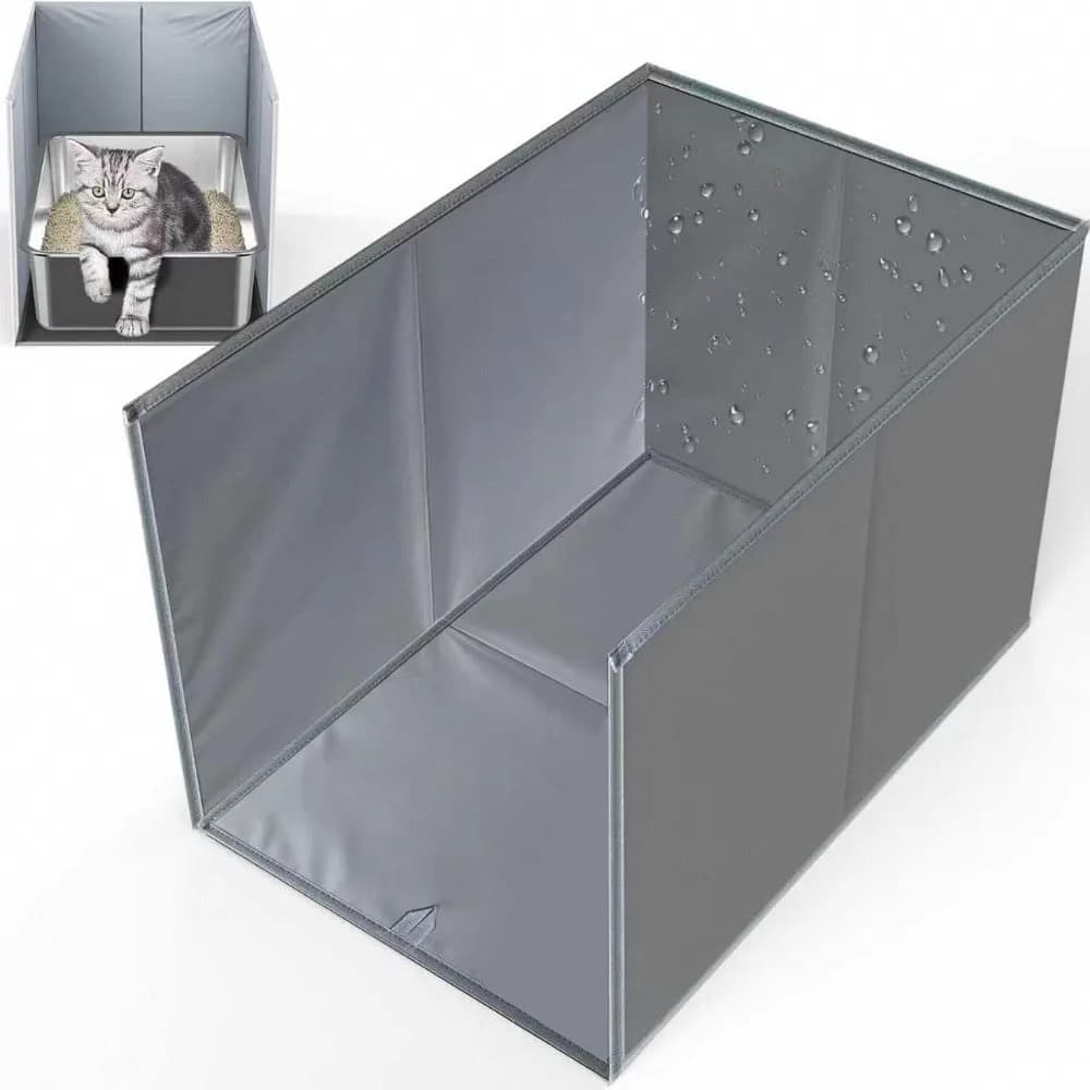 Open Top Cat Litter Box Enclosure High Sided Foldable Cat Litter Box Baffle Waterproof Portable Cat Litter Box Fence Cat