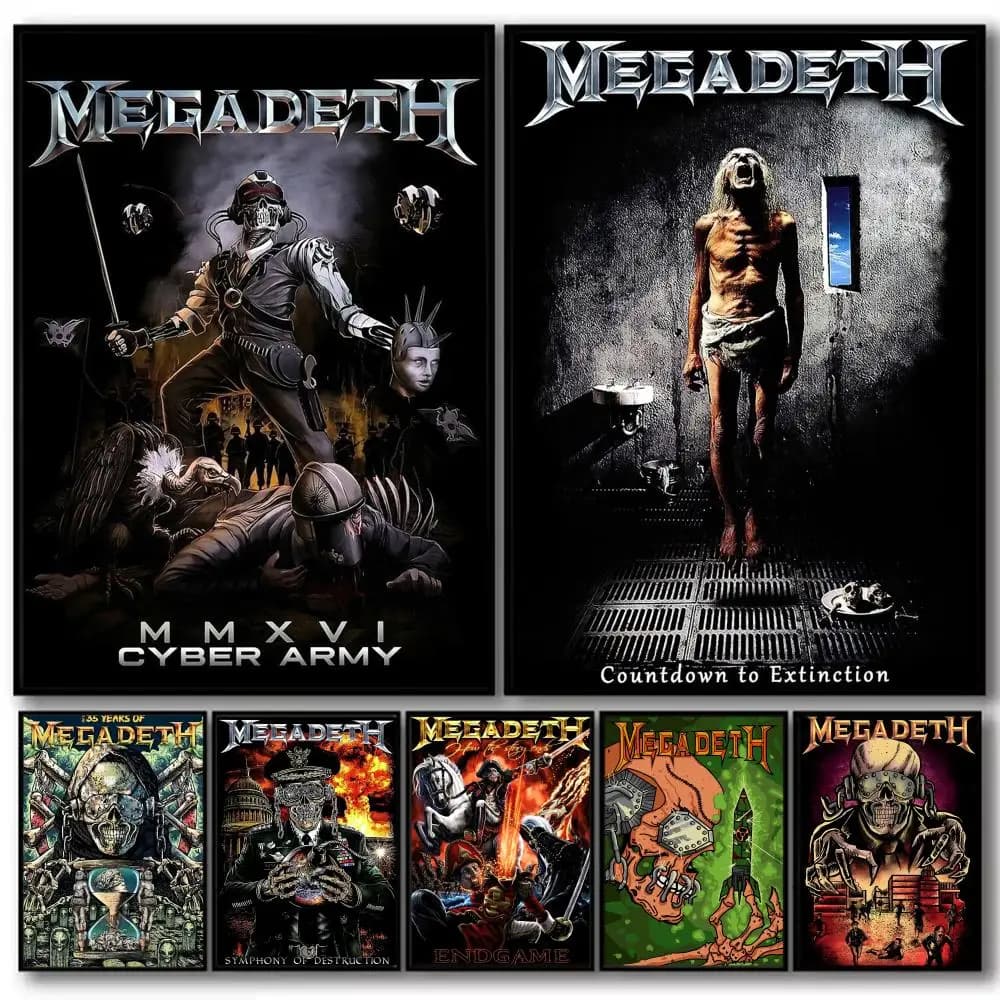 Classic Band M_Megadeth Album HD Linen Canvas Poster Wall Art Prints for Living Room Bedroom Office Home Decoration Gift