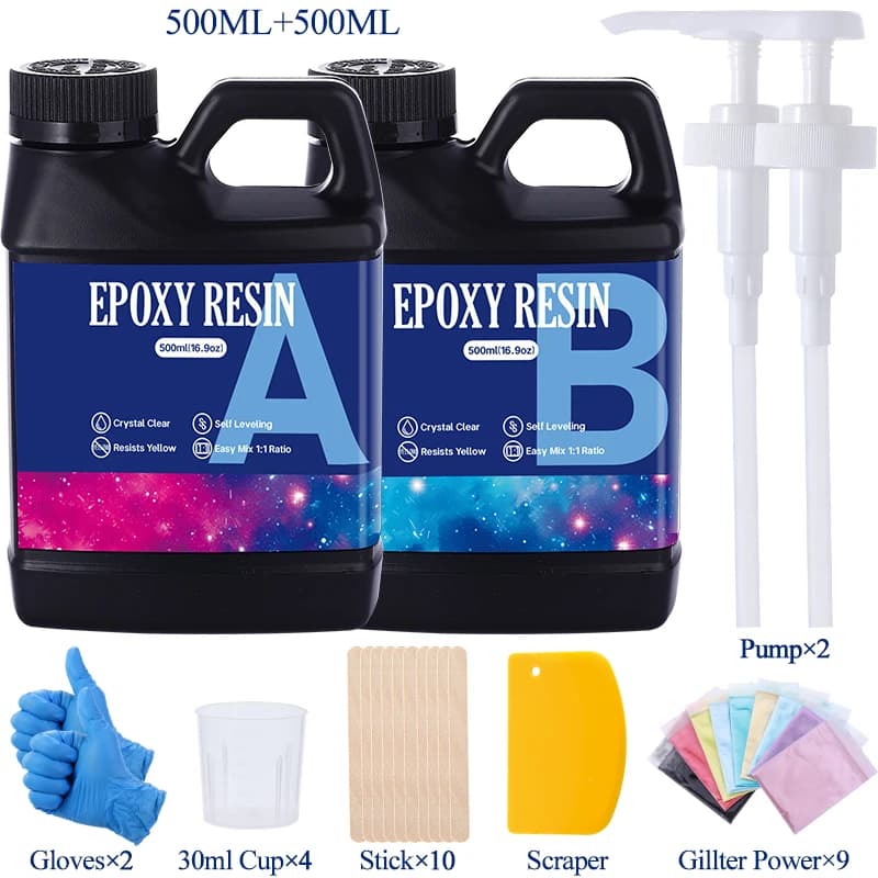 Kit di resina epossidica cristallina 1:1 a polimerizzazione rapida Resina di rivestimento per colata resistente al calore per arte Fai da te Gioielli artigianali Piano da tavolo in legno