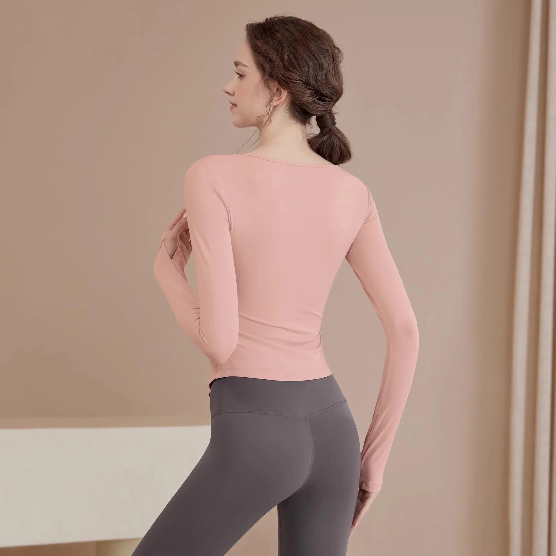 Complete with yoga for woman, new professional pilates, running, training, cycling, sport, top, fitness belt, chest cushion, long sleeves set