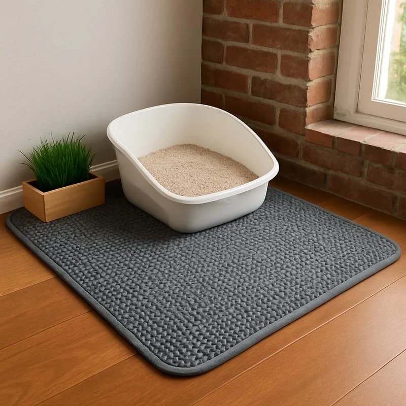 Durable Waterproof Cat Litter Mat with Double Layers, Non-Slip and Washable Pad for Pet Toilet Training