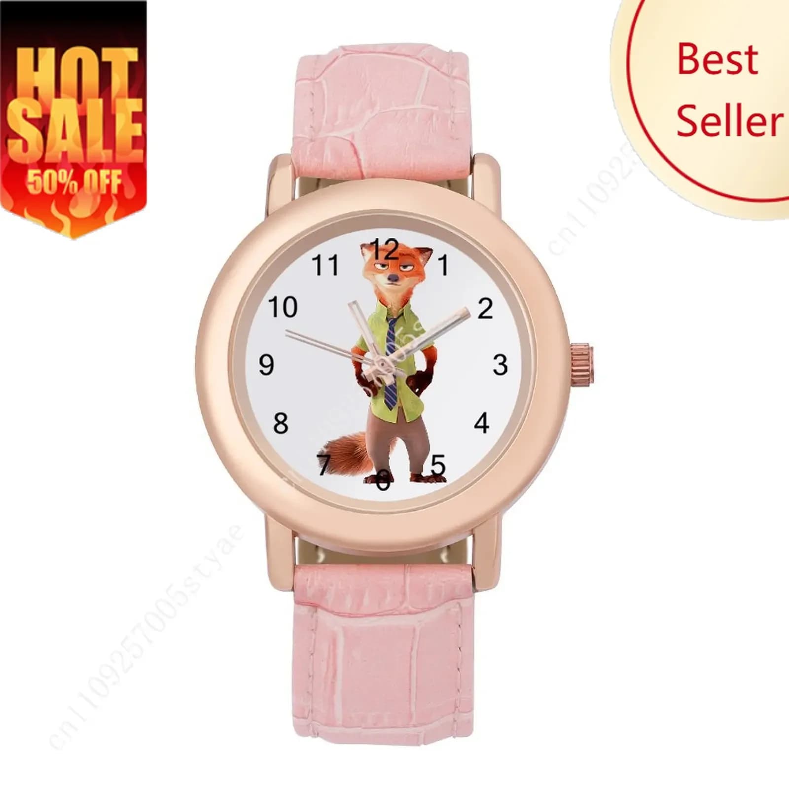 Women's watch with Nick Wilde leather strap, custom watch with Disney cartoons, customize your design, birthday, anniversary