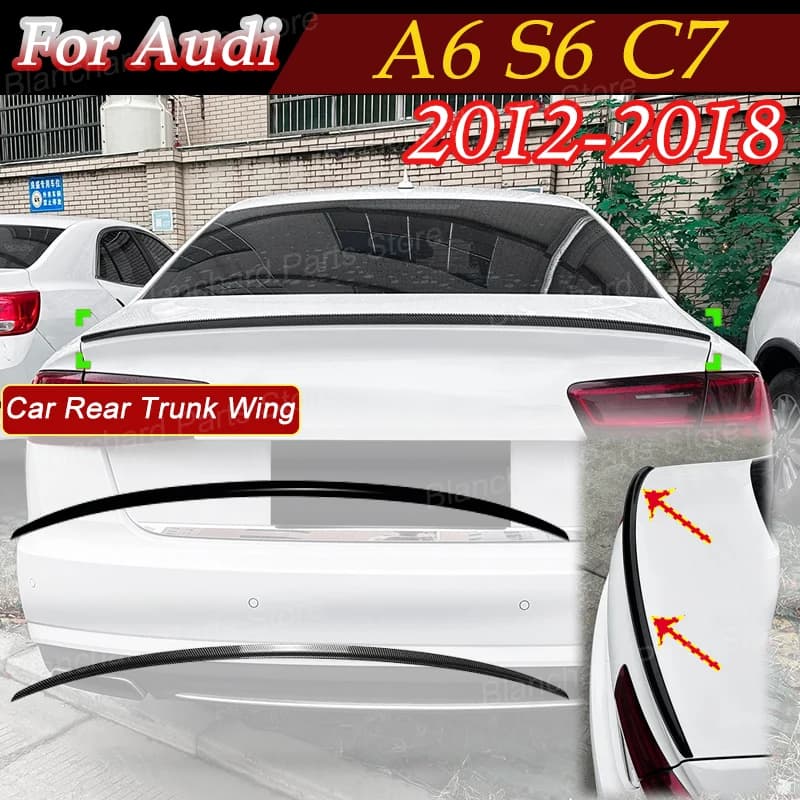 Spoiler Posteriore per Bagagliaio Auto Audi A6 S6 C7 2012-2018, Alettone Fisso per Cofano Posteriore, Accessori Tuning Decorativi