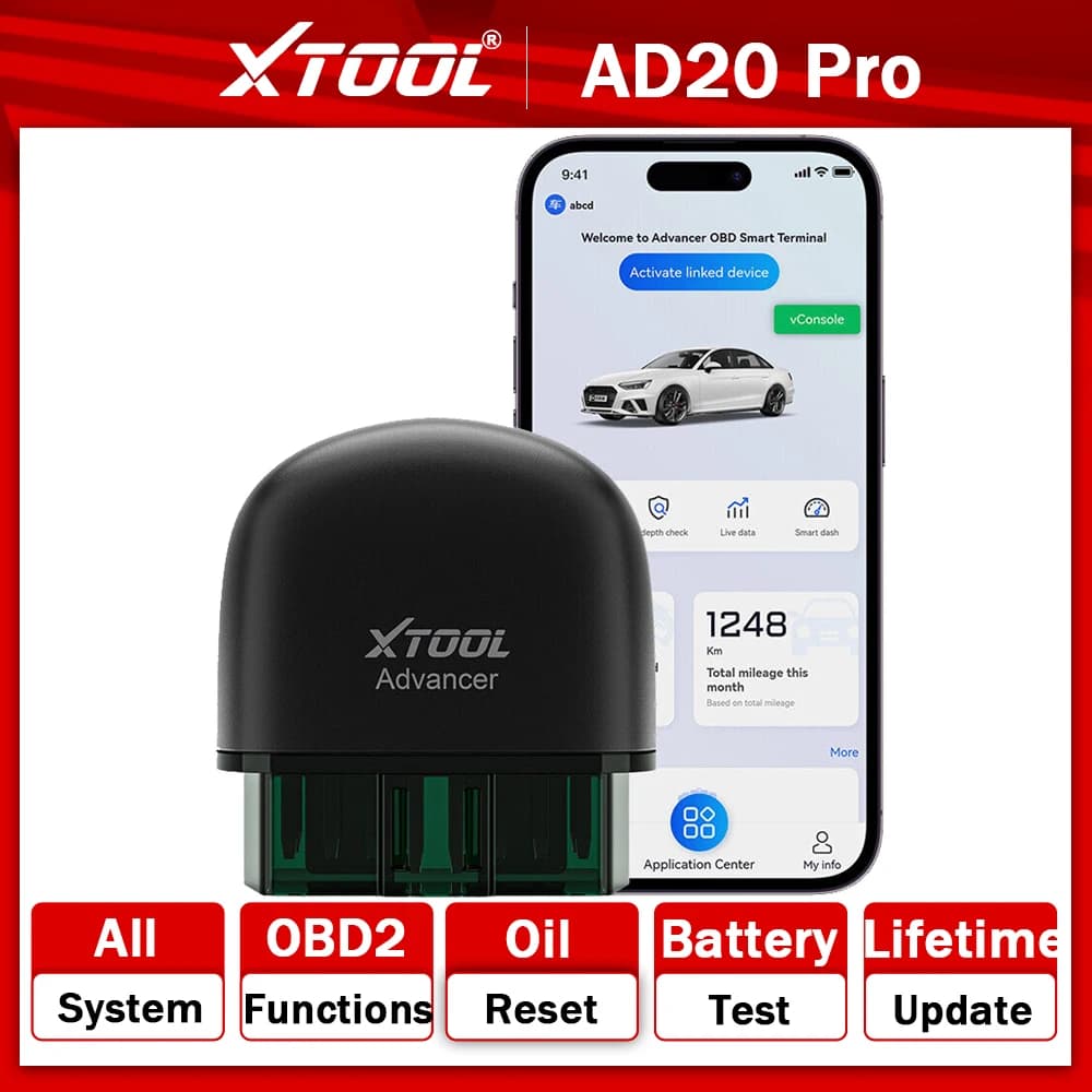 XTOOL AD20 PRO OBD2 Scanner Strumento diagnostico per auto BT wireless con lettore di codici di scansione di tutti i sistemi Ripristino olio trasparente per iPhone Android