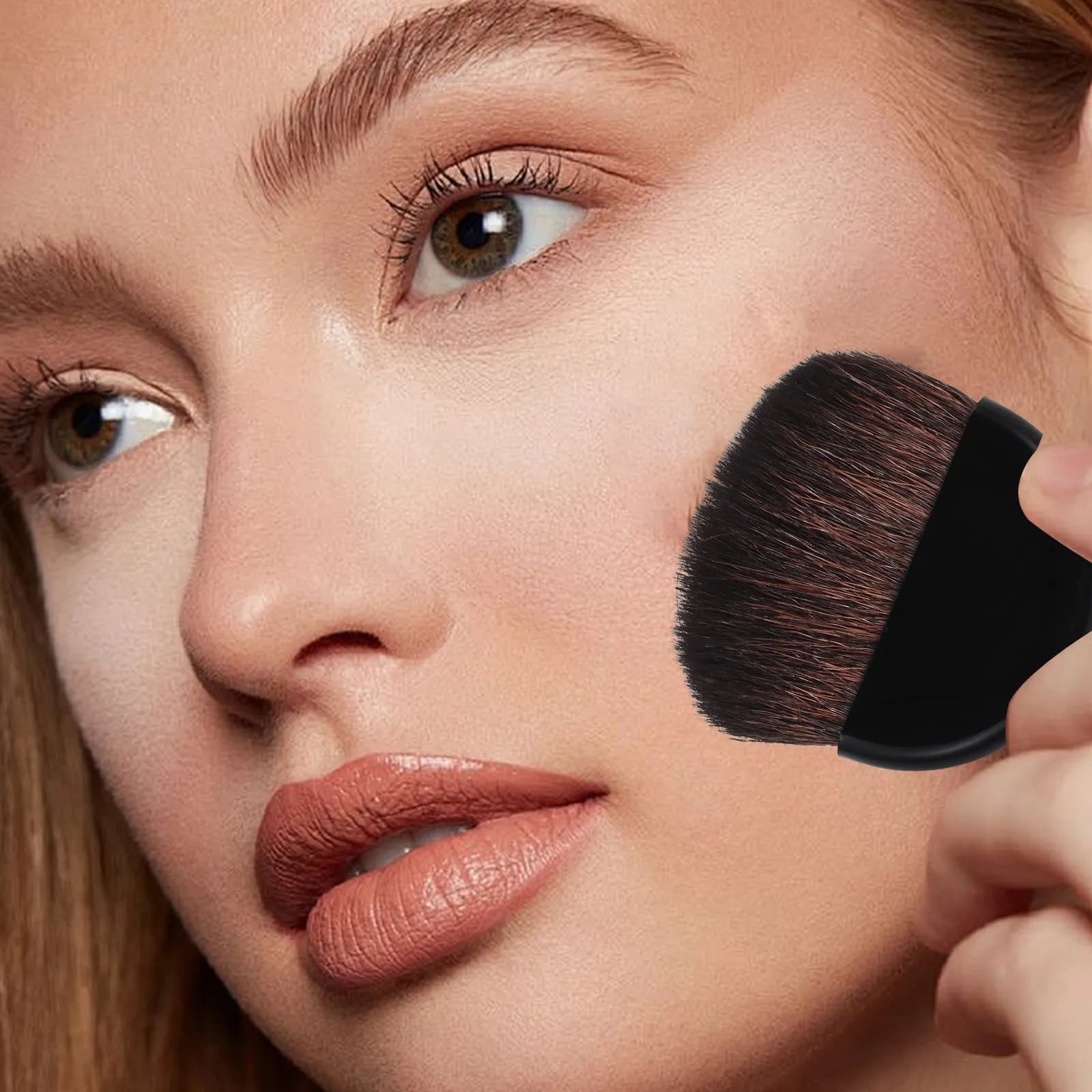 Brush for Blush Portable Plate, Soft Nylon Brush for Make-up, Multifunctional Travel Tool for Contour, Applicator for Funding