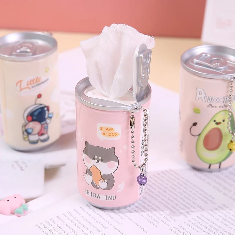 Salviette umidificate in scatola Lattine portatili per bambini 30 fogli Panni per la pulizia Catena creativa per cartoni animati Piccola campana carina