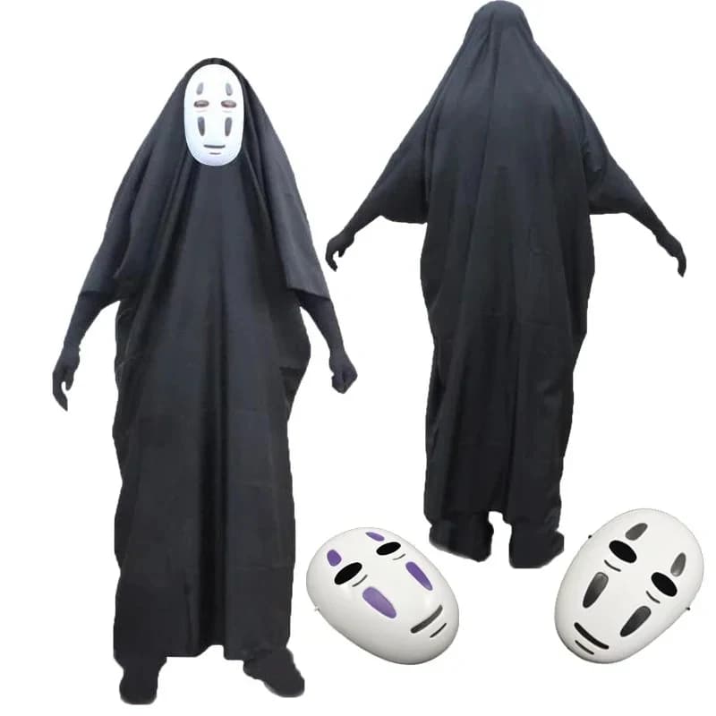 TYV55No Face Man Cosplay Costume Mask Gloves Set Anime Carnival Party Adult Costumes Masquerade Black Cloak MaskL]]L25