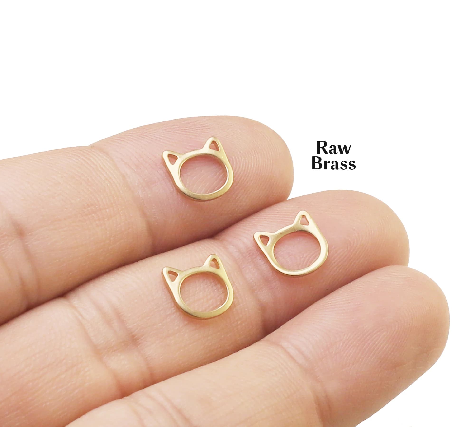 30 ciondoli per gatti in ottone, mini ciondoli per animali, ornamenti fai da te, accessori per orecchini in ottone grezzo, 9x1 mm, forniture di gioielli -R1201