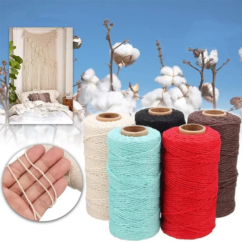 100 m/rotolo 2mm 100% cotone corda Bakers spago Macrame cord string thread fai da te tessili per la casa matrimonio fornitura decorativa
