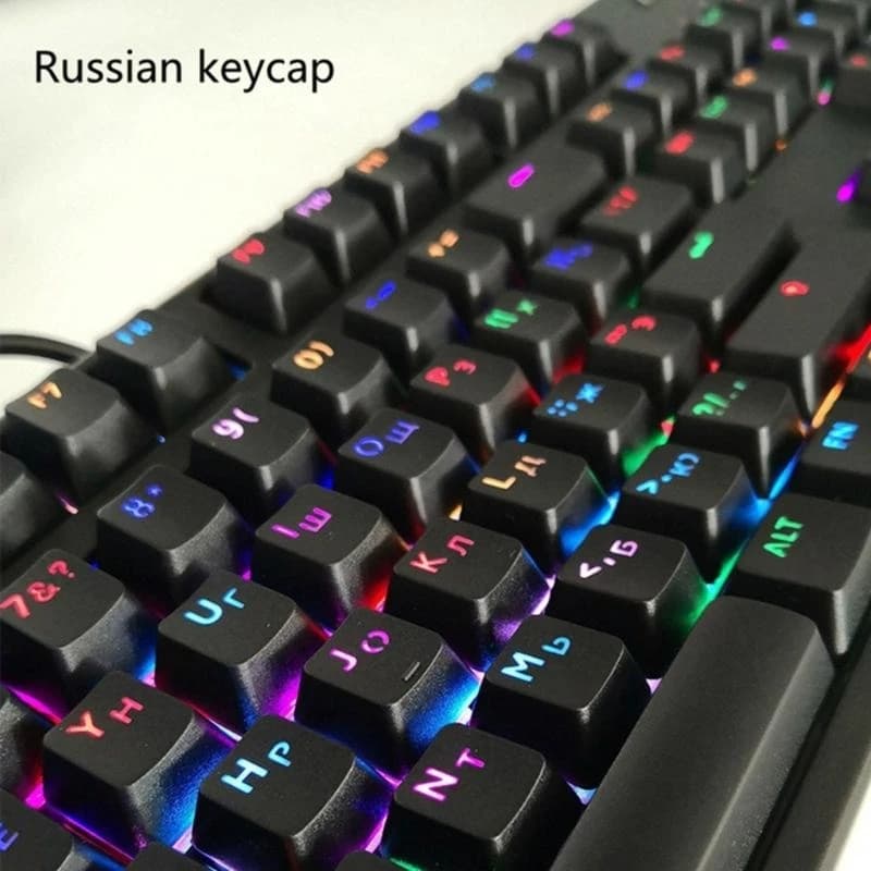 A3PD 104Keys/Set Transparent ABS Russian Korean Keycap for DIY Mechanical Keyboard