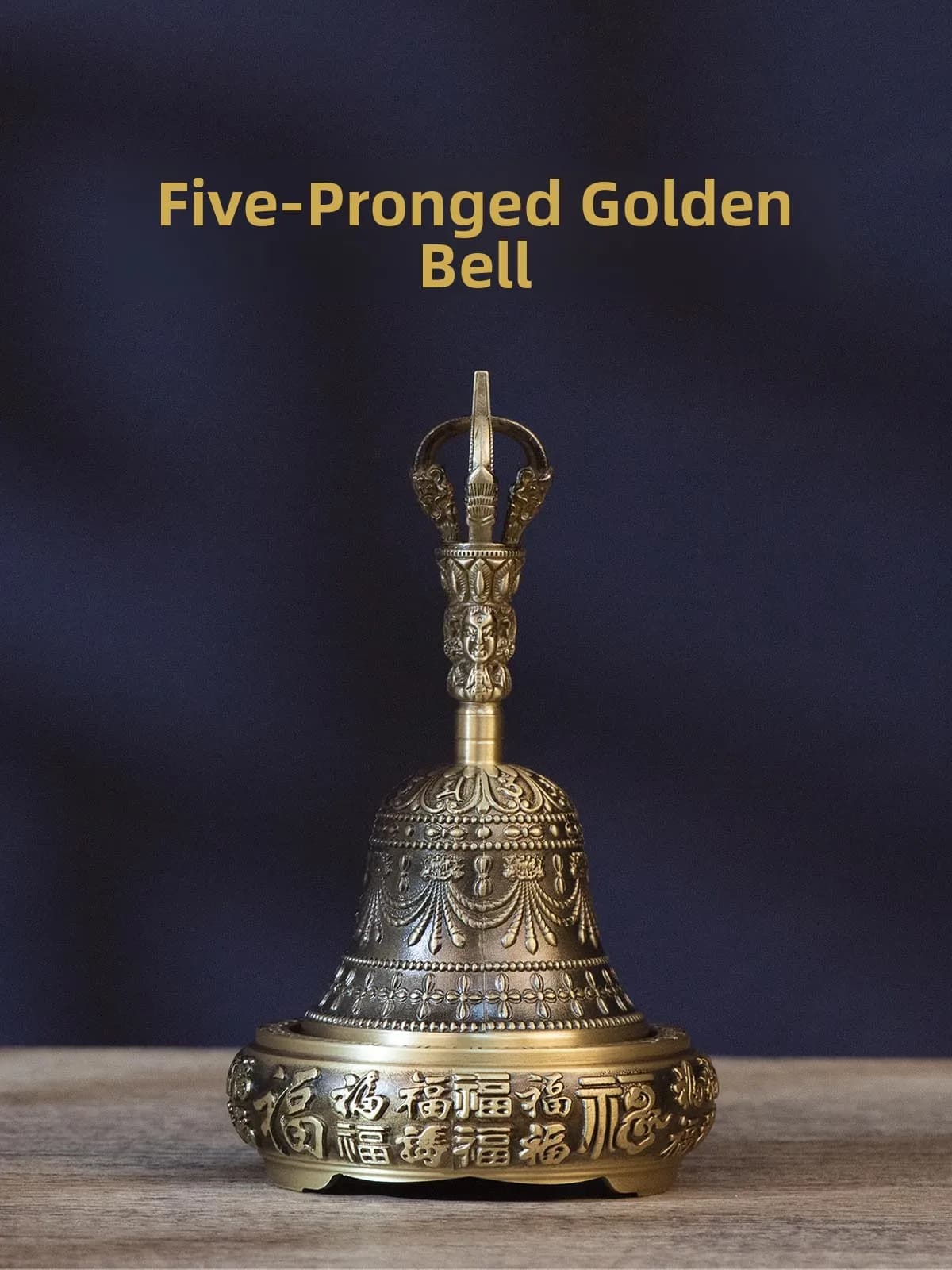 Campana a cinque parti in bronzo con base in metallo, stile cinese, per Tai Chi BaGua, decorazioni da cucina, artefatti artistici