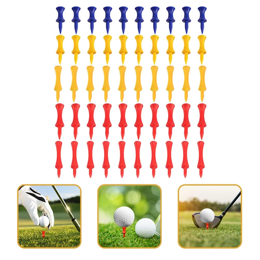 50 Pezzi Tee da Golf in Plastica a Lunga Durata, Costruzione Robusta, Bassa Resistenza, Supporto per Palline da Golf, Strumento per Allenamento Golf