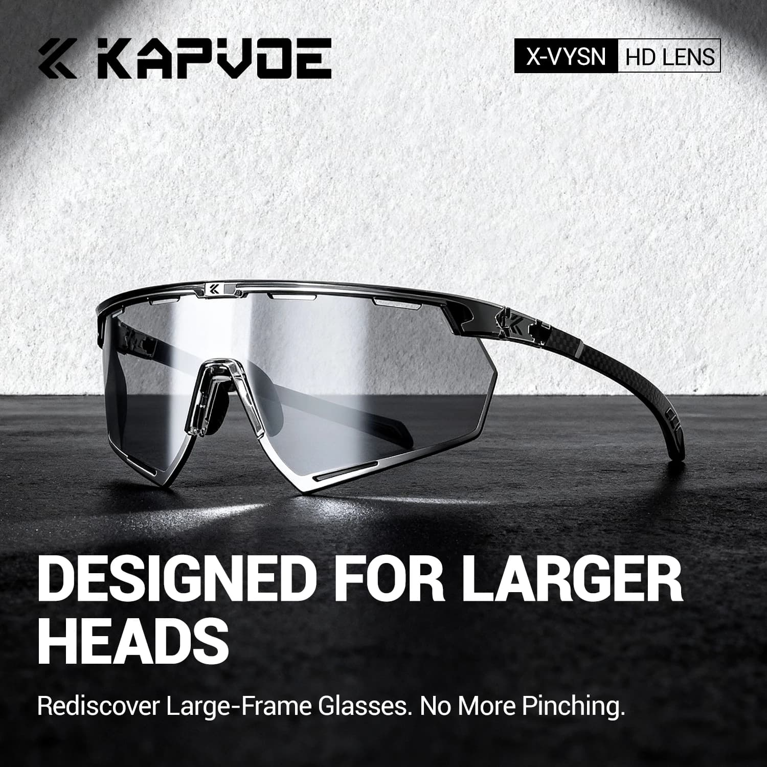 KAPVOE UV400 HD Mountaineering Sunglasses for Large Head Sizes Sports Wide-Angle Eyewear Cycling Hiking and Driving Sunglasses