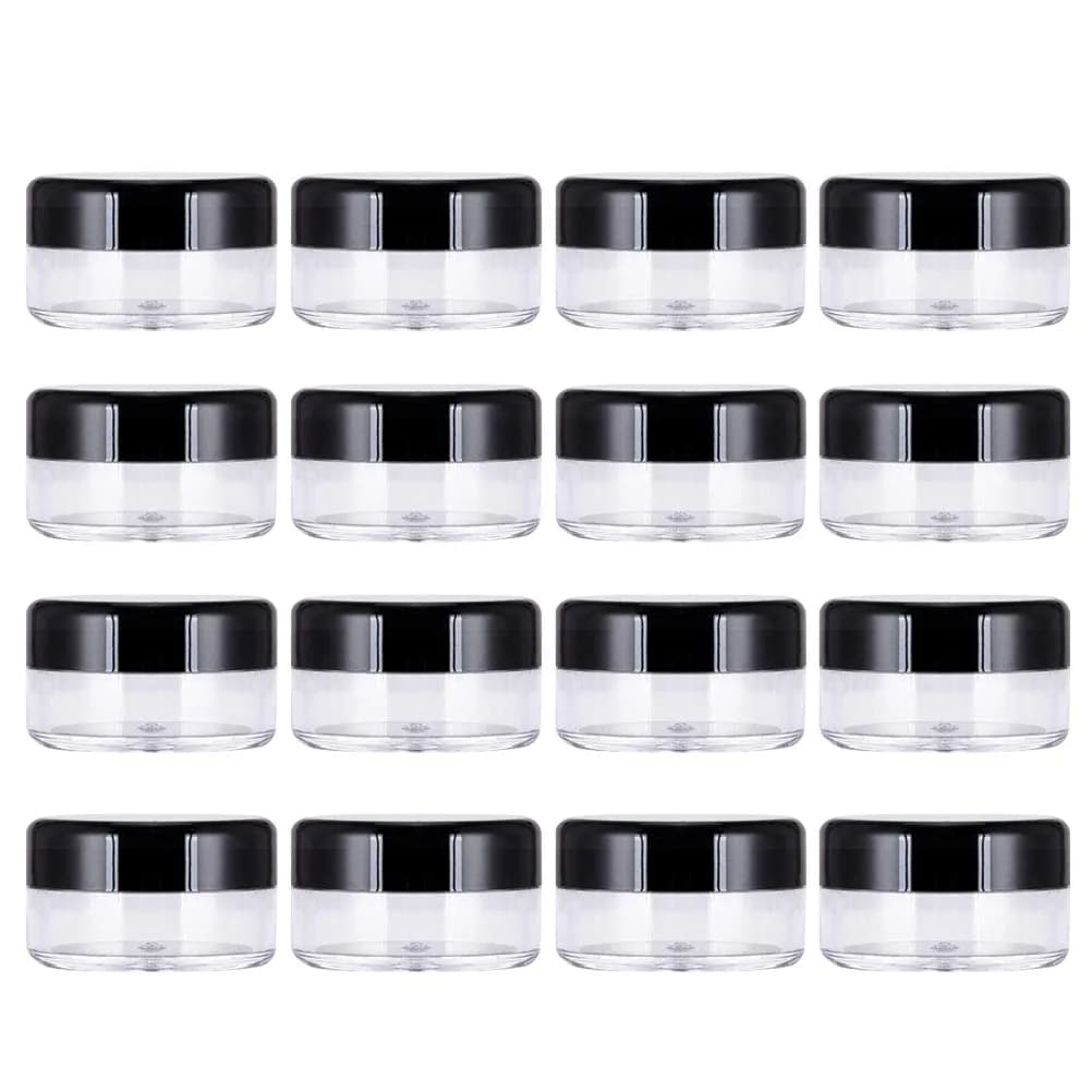 60 round plastic containers with face cream cover, lotion, enamel, travel samples