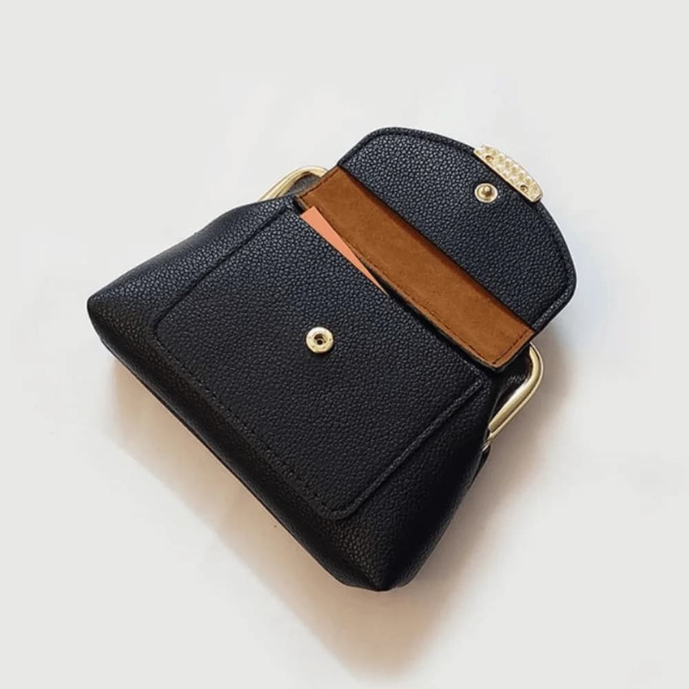 Lychee Pattern Mini Lock Clip Coin Purse PU Leather Storage Kiss Lock Leather Wallet Portable Keys/Lipsticks/Earphone
