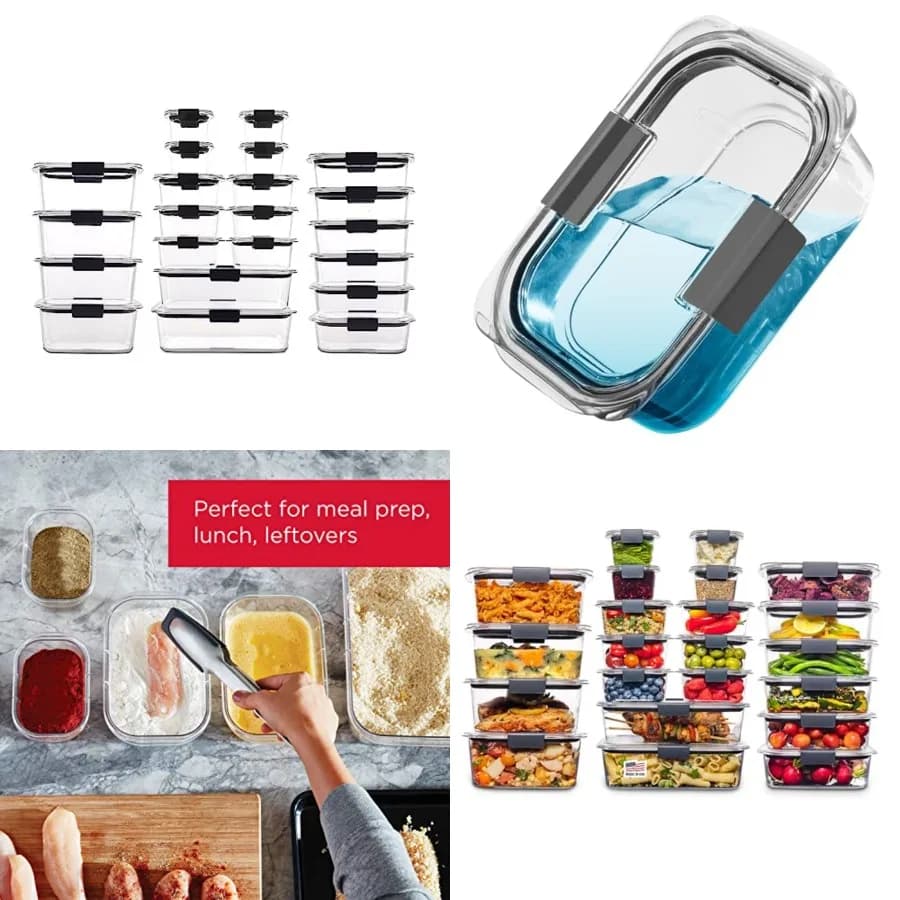 Contenitori per Alimenti Brilliance Senza BPA, Ermetici e Anti-Perdita con Coperchi per Preparazione Pasti, Pranzo e Avanzi