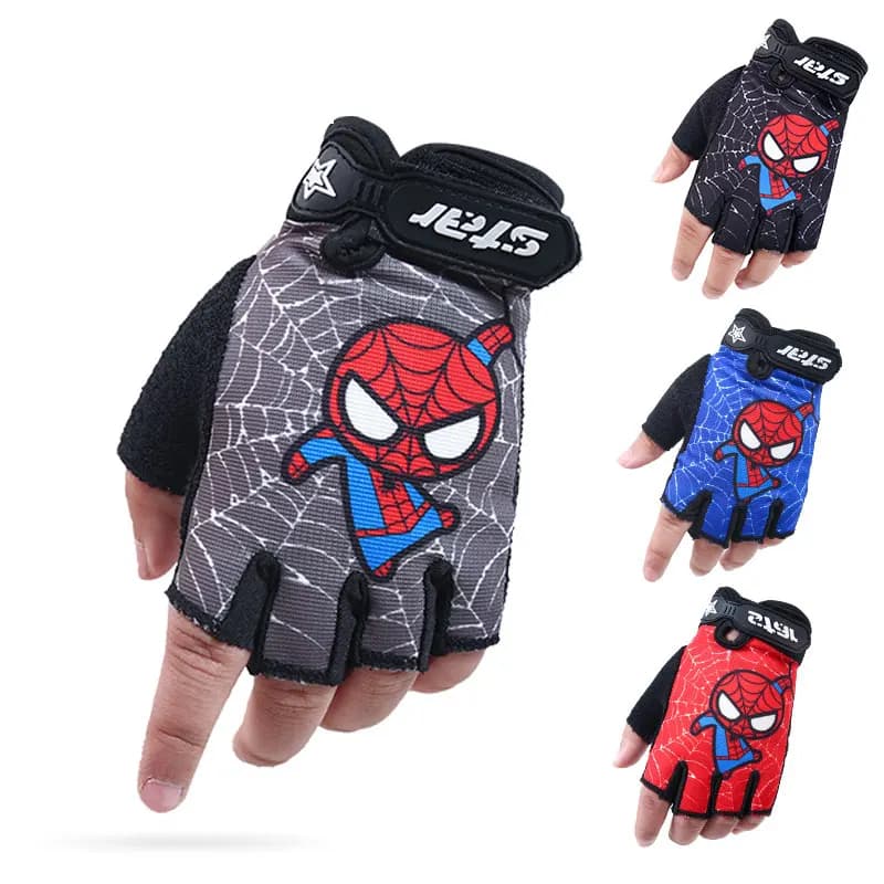 Guanti da bici per bambini mezze dita Sport Running Overlock cucito antiscivolo Stretch ciclismo Boy Girl guanti per bambini Cartoon For Boy