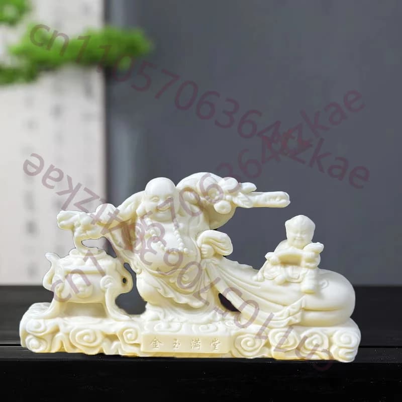 Statue of Buddha Maitreya in Stoffa Stock Exchange, Chinese Craft Sculpture, God of Wealth, for Home, Office, Car, Statue Feng Shui