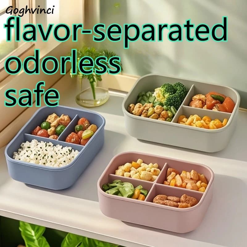 Contenitore per Pranzo in Silicone, Adatto al Microonde, Resistente al Calore, Portatile, Facile da Pulire, Durevole, Inodore, Sicuro, Sano, Ciotola per Frutta e Pasti, Mantiene la Freschezza
