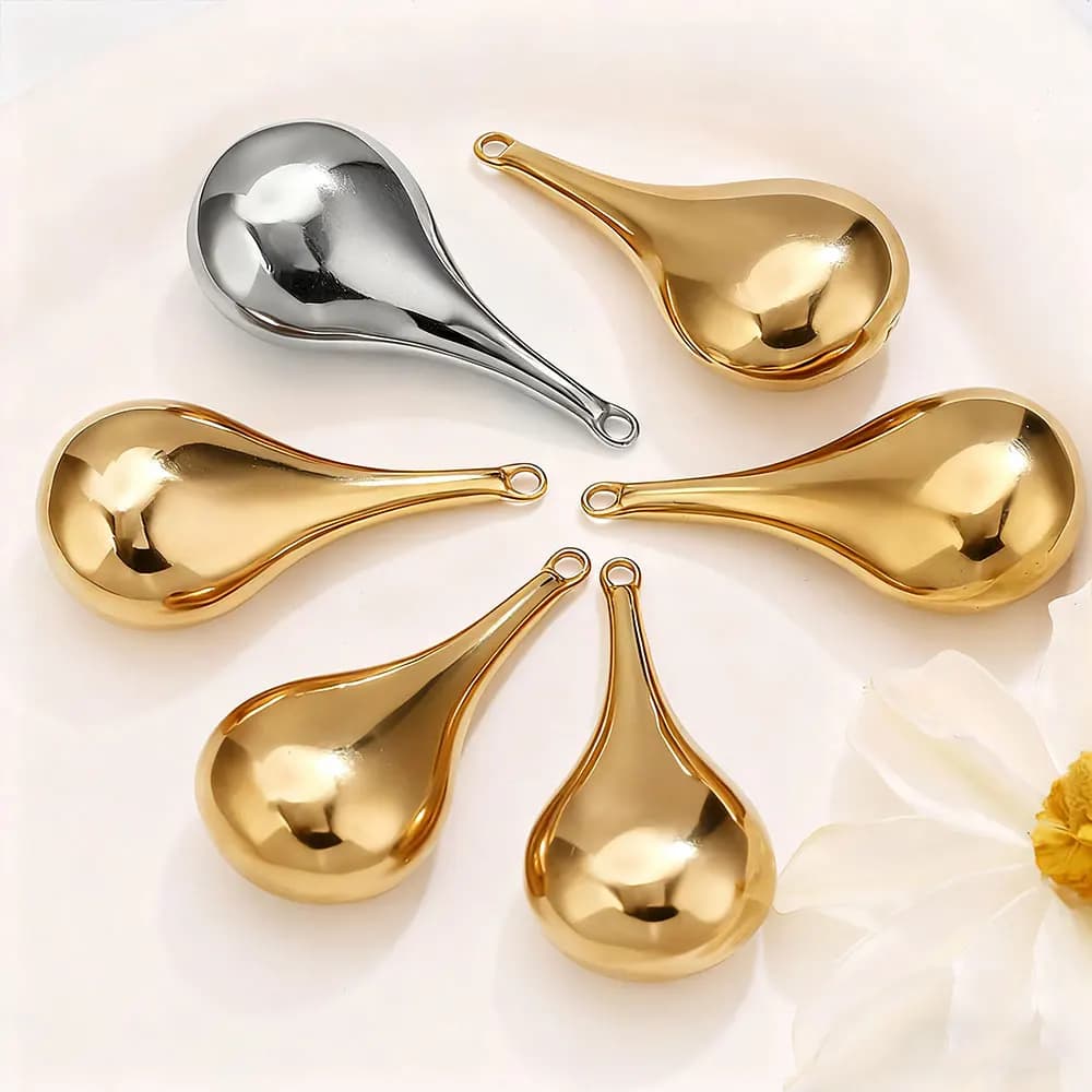 2 ciondoli in acciaio inossidabile placcati in oro con base pendente a goccia grande per orecchini Weome, collane, creazione di gioielli, forniture artigianali fai da te