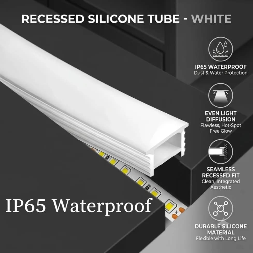 Recessed White Silicone Tube LED Neon Light Flexible Rope Channel Diffuser IP65 Waterproof for WS2811/WS2812B/SMD/COB LED Strip
