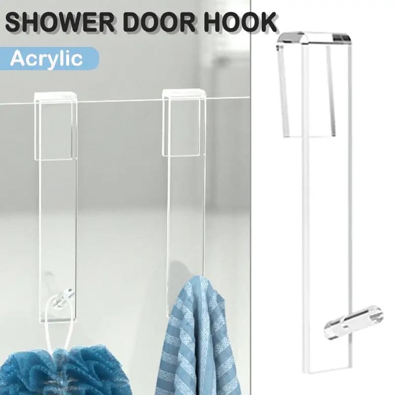 Transparent acrylic shower towel hook for glass door, without drilling, for bathroom