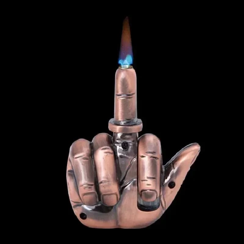 Jet Flame Torch Accendino da dito medio Gonfiabile Gas butano Accendino antivento compatto in metallo con gadget per fumatori sonori per uomo