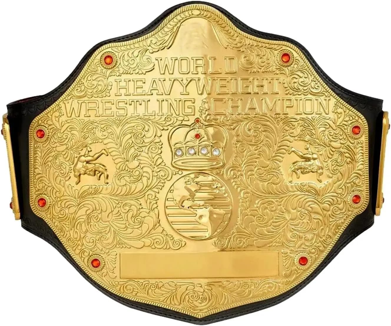 World Heavyweight Championship Replica Leather Belt, Gold - Adjustable Strap for Adults