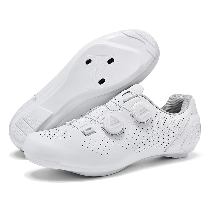 Scarpe sportive da ciclismo da corsa professionali Scarpe da ciclismo da strada da uomo Scarpe leggere e traspiranti con blocco SPD Scarpe da ciclismo unisex bianche
