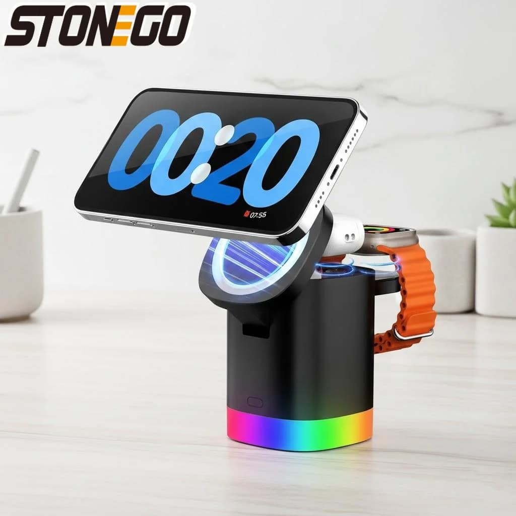 Wireless Charger 3in1 Fast Magnetic Charging Compatible iPhone17 16 15 14 13 12 Pro Max Mini Apple Devices