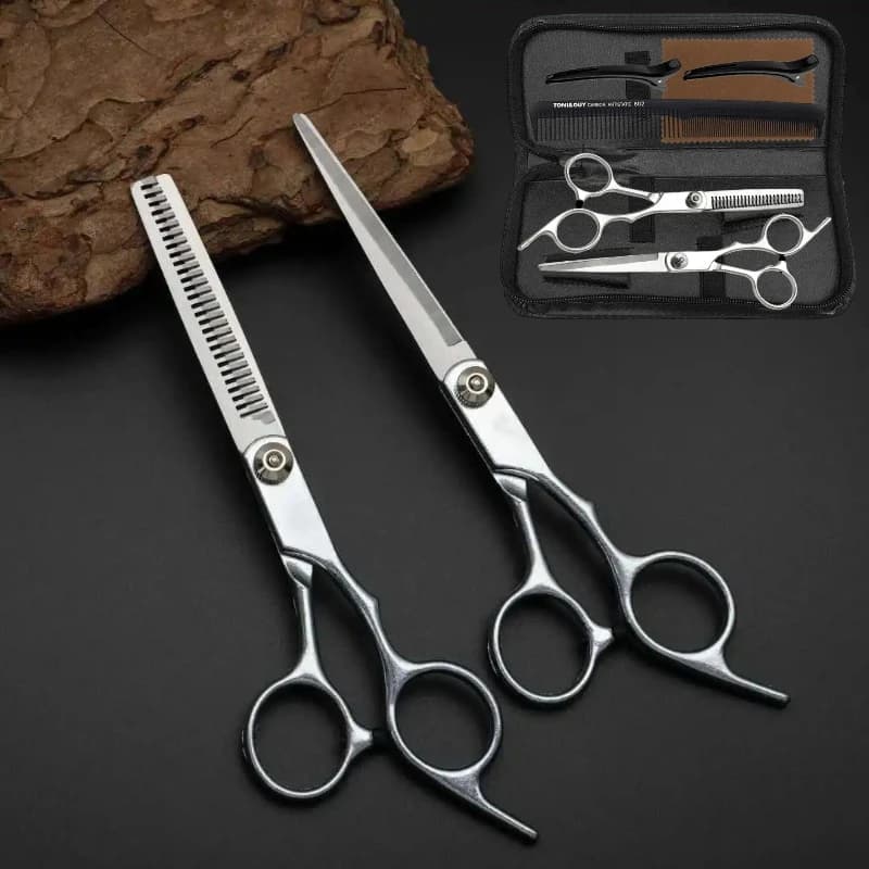Set di Forbici Professionali da Barbiere - Strumenti per Parrucchieri in Acciaio Inossidabile, Kit per Taglio e Sfoltimento Capelli