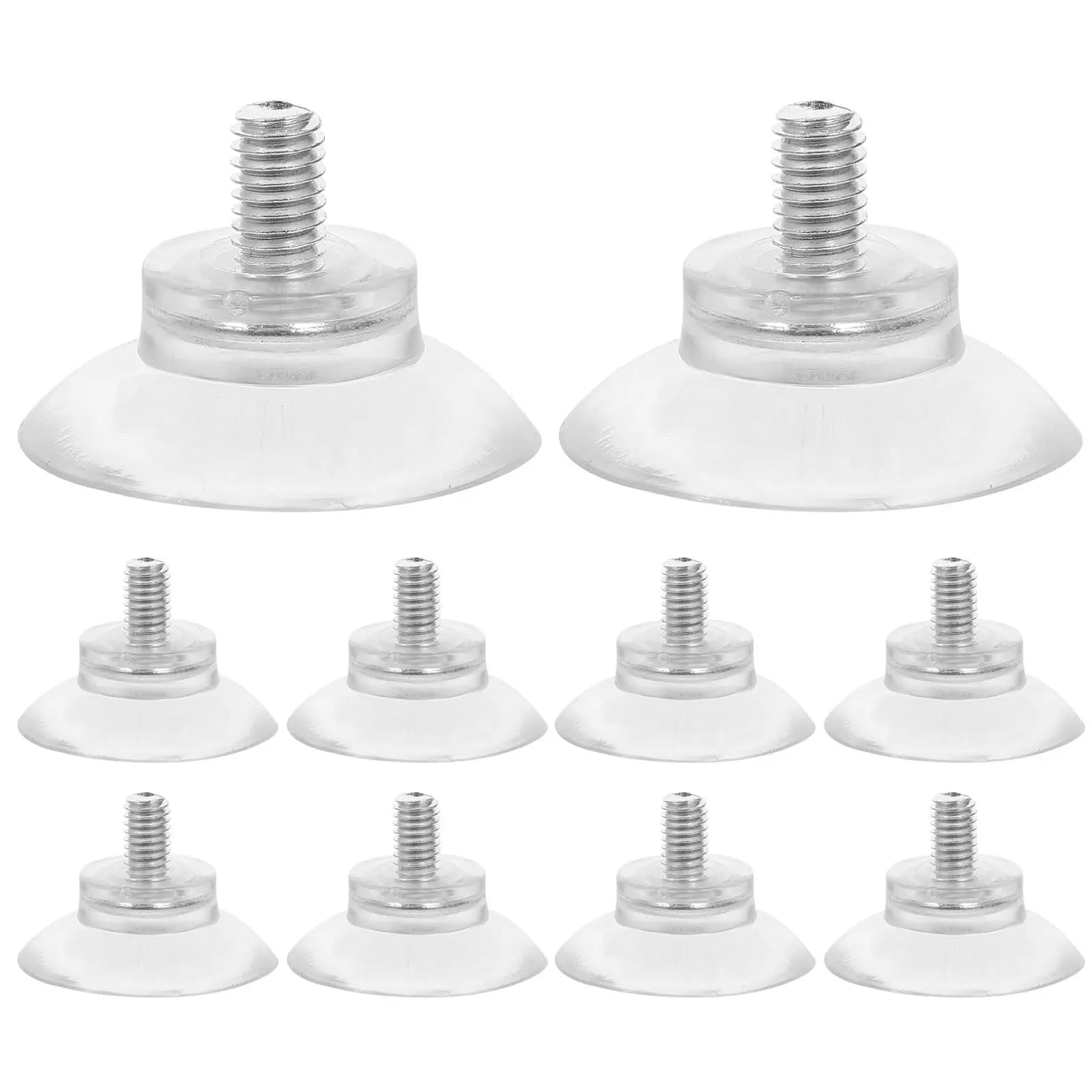 10 Pezzi Ventose Trasparenti in PVC con Forte Presa, Viti M6 e Dadi per Fissaggio Sicuro di Vetri, Tavoli, Pareti Doccia e Ganci per Porte