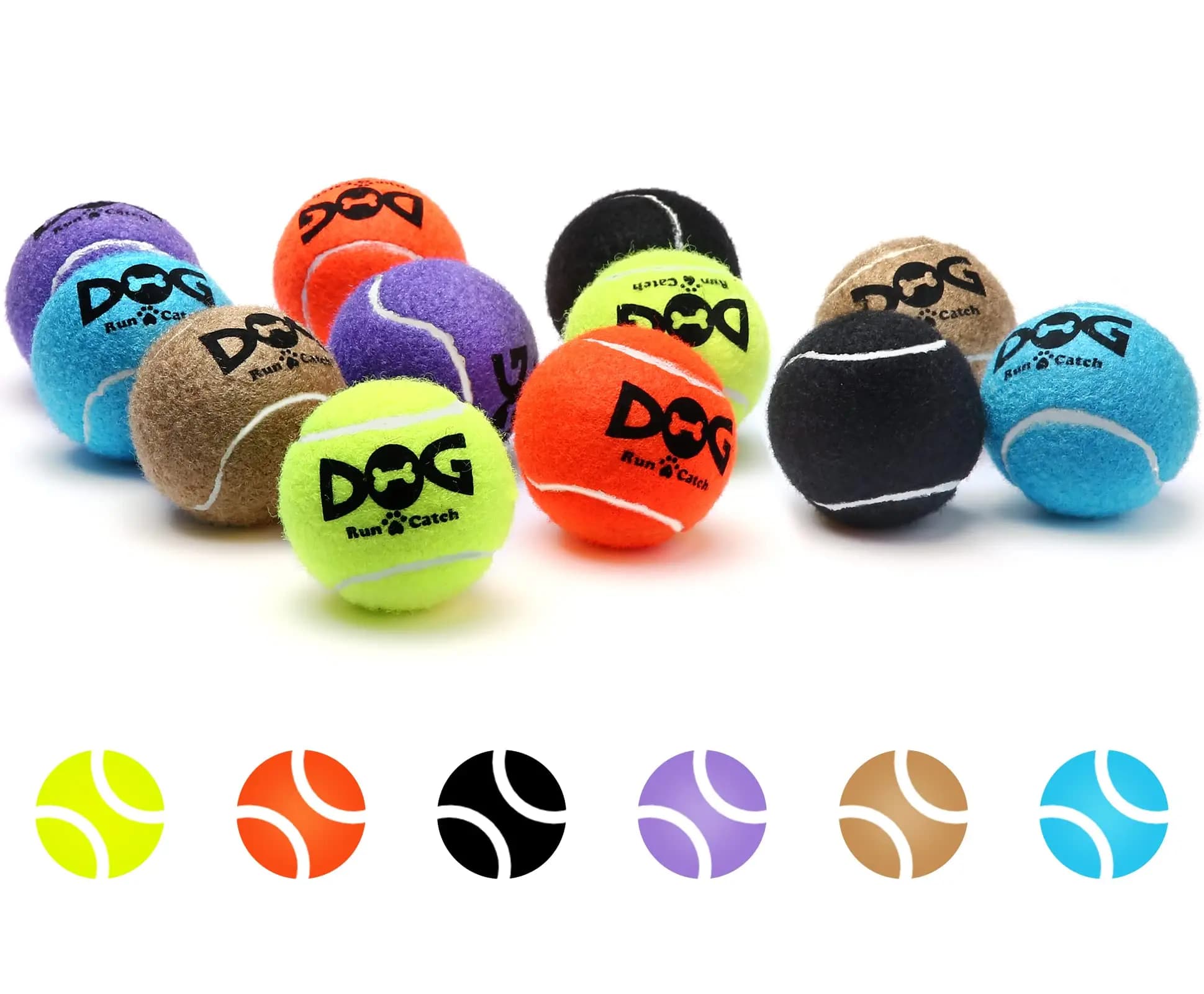 Confezione da 12 Palline da Tennis da 2.0'' per Cani, Durevoli, Non Tossiche, Giocattoli da Esterno per Cani con Sacchetto a Rete, Certificato SGS, Giocattoli Colorati per il Gioco di Porta e Porta Indietro