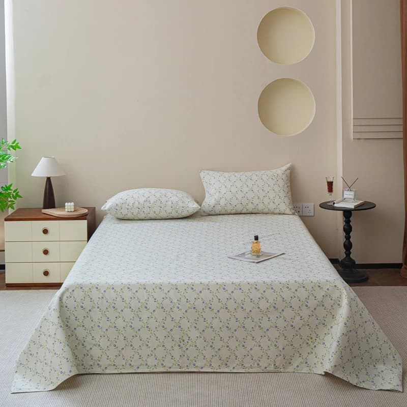 100% cotton thickened sheet 1 piece of plant flowers printed single double king size bed linen in pure cotton single size children's bed linen